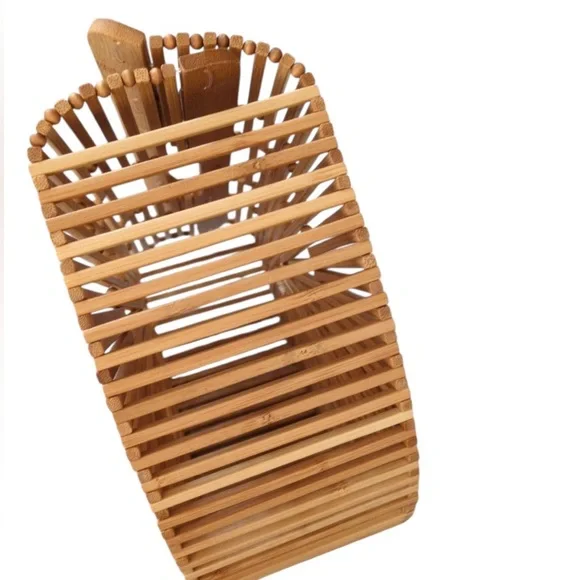 Cult Gaia Gaias Bamboo Ark Small Top Handle Circle Half Moon Rattan Wicker Bag - Picture 10 of 11